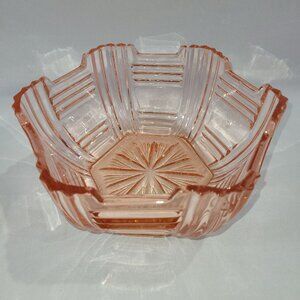 Carnival Glass Vintage 8" Pink Art Deco Fruit Candy Bowl Dish